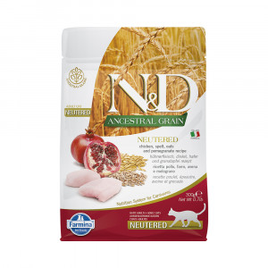 ПР0050209 Корм для кошек N&D Ancestral Grain Line для кастрированных курица с гранатом сух. 300г Farmina