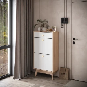 Обувница KONSENSA Лион Амьен 60x120x30 см 1 секция ЛДСП цвет белый/коричневый