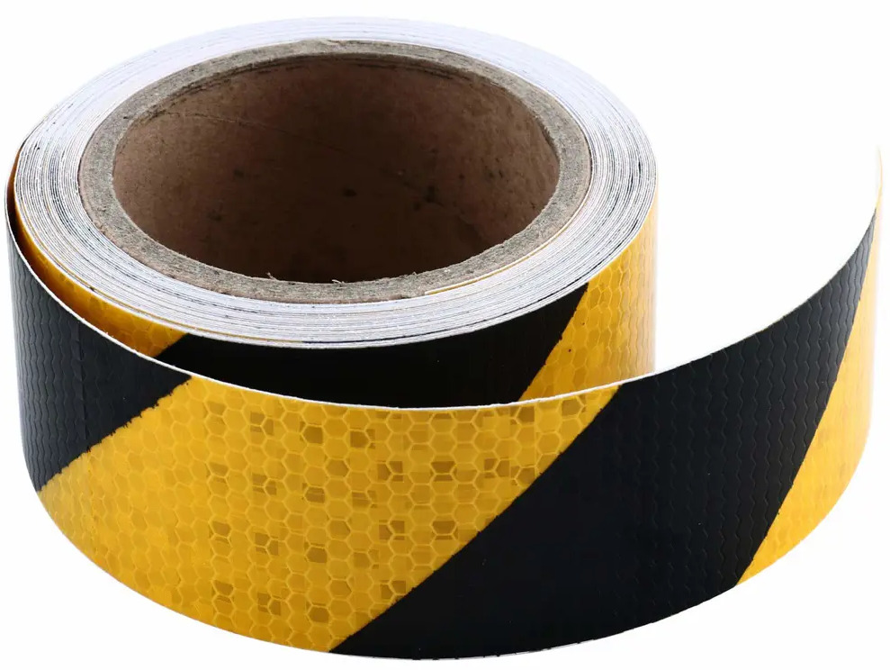 91749925 Лента сигнальная Safetystep Reflective Tape Honeycomb 50мм х 45.7м черно-желтый STLM-1003518
