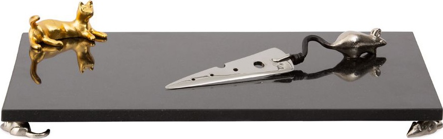 10635862 Michael Aram Доска большая для сыра с ножом Michael Aram Кот и мышь 38х25см, гранит Гранит 