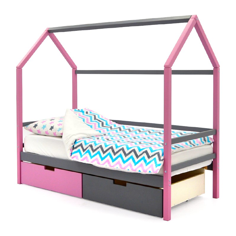 Кровать-домик детская лаванда-графит Svogen БЕЛЬМАРКО  00-3833074 Розовый Santreyd  - Вид №1