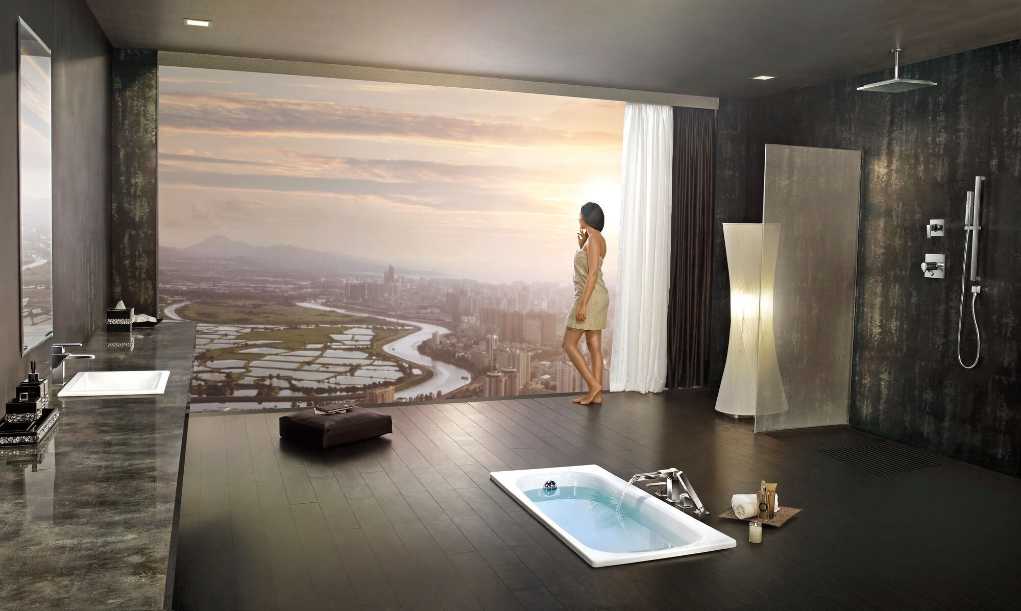 Канальная римская ванна с ручным душем Delta Faucet Ara T4768-SS - Вид №1