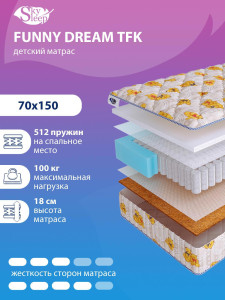 90854577 Матрас FUNNY Dream TFK 70x150 см независимый пружинный блок STLM-0411931 SKYSLEEP
