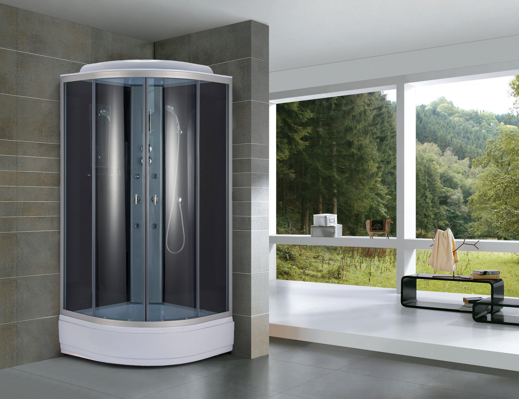 Душевая кабина NG- 3517-14 (900х900х2150) низкий поддон(26см) стекло ТОНИРОВАННОЕ Niagara Classic 35171434