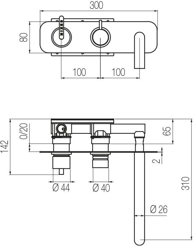 GEDA Смеситель для ванны встраиваемый механический горизонтальный Hugò Hug82 Santreyd Hugo - Вид №1