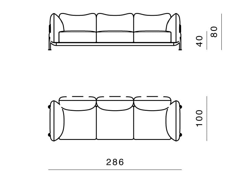 3-местный диван с металлическим каркасом GHIDINI1961 карман ARCH-00139250 - Вид №7