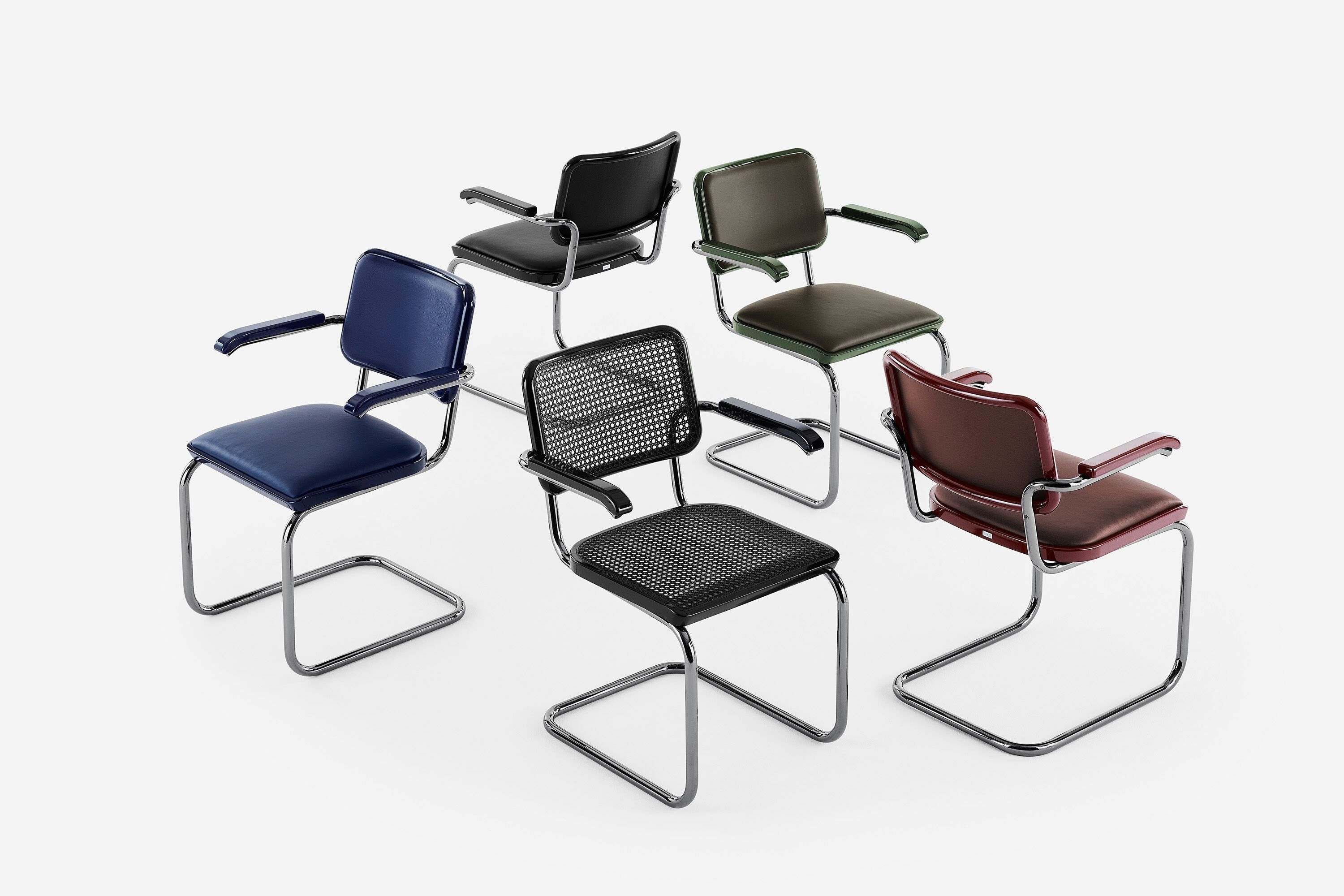 Стальной и кожаный консольный стул THONET JS. THONET ARCH-00115948 - Вид №12