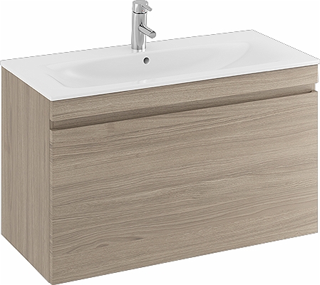 42382 IFO Renova Плоская тумба для тонкой раковины, с ящиком и внутренним ящиком, W = 538 мм, W1 = 550 мм, вяз, пленка  - Вид №14