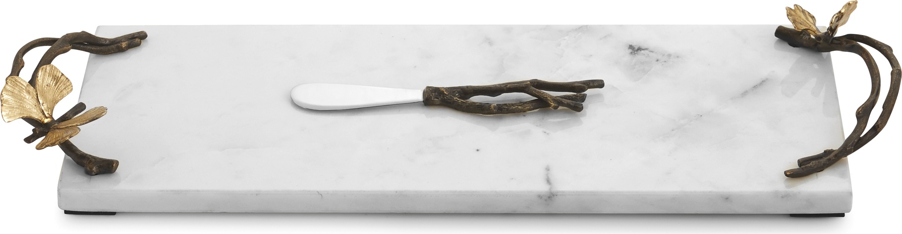 10605567 Michael Aram Доска для сыра с ножом Michael Aram Бабочки гинкго 42х15см, мрамор Мрамор 