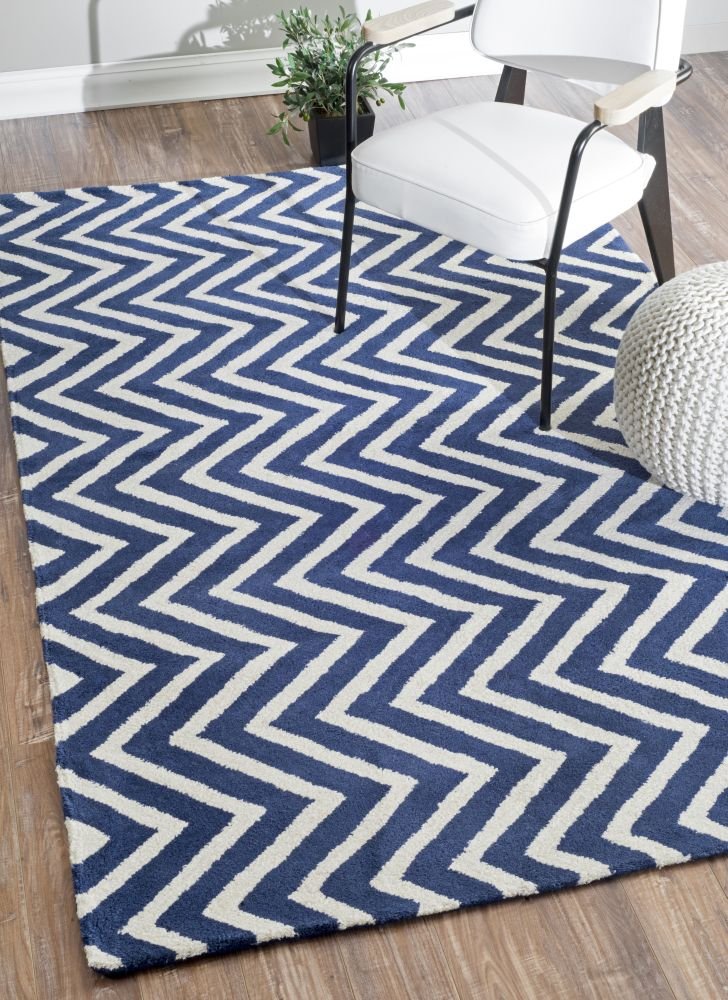 Ковер Zig Zag синий 120х180 DOLLY CAPRETS ДИЗАЙНЕРСКИЕ, ЗИГ ЗАГ 015191 Белый;синий  - Вид №1