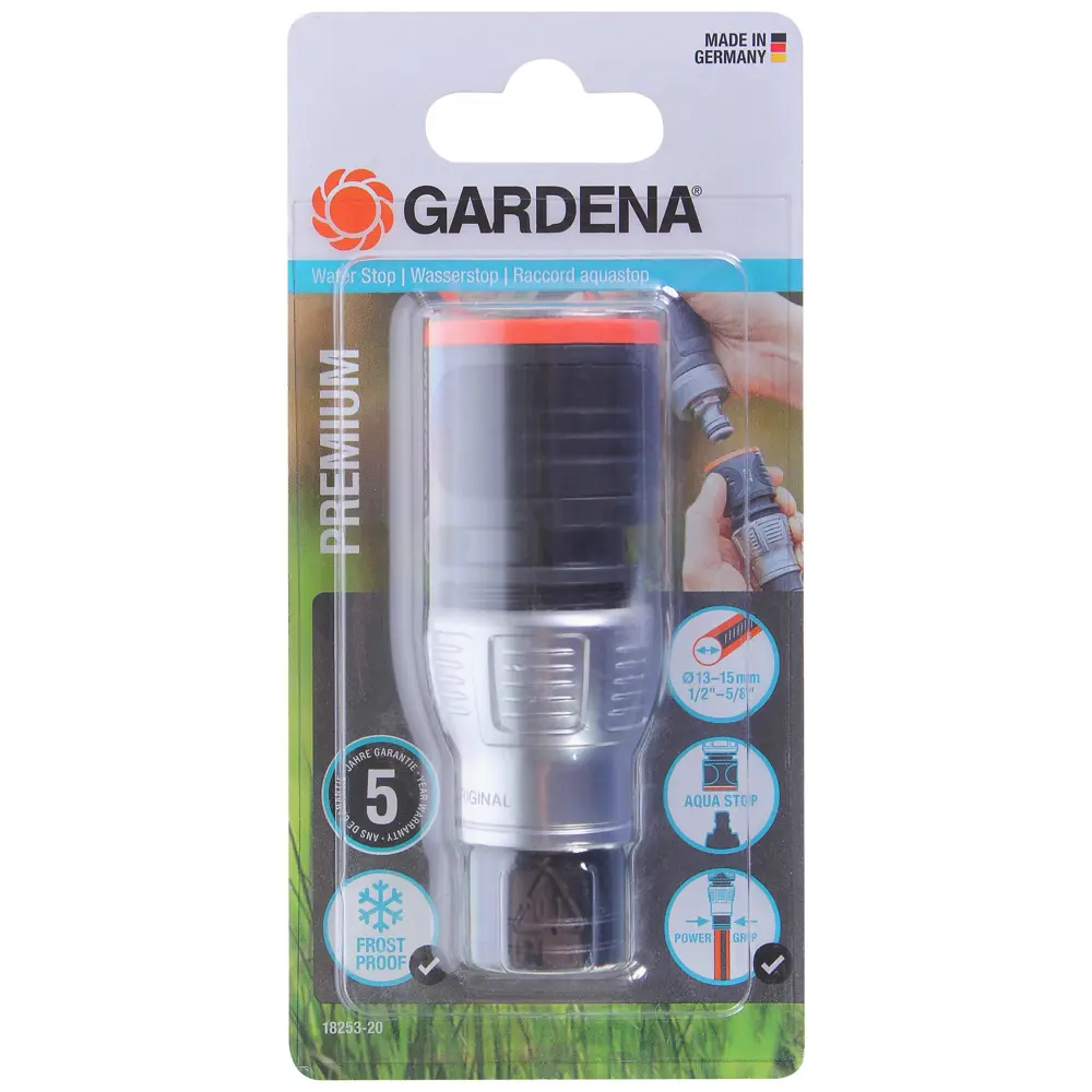 Коннектор для шланга быстросъёмный с автостопом Gardena Premium 1/2-5/8 дюйма 81907429 STLM-2187382  - Вид №2