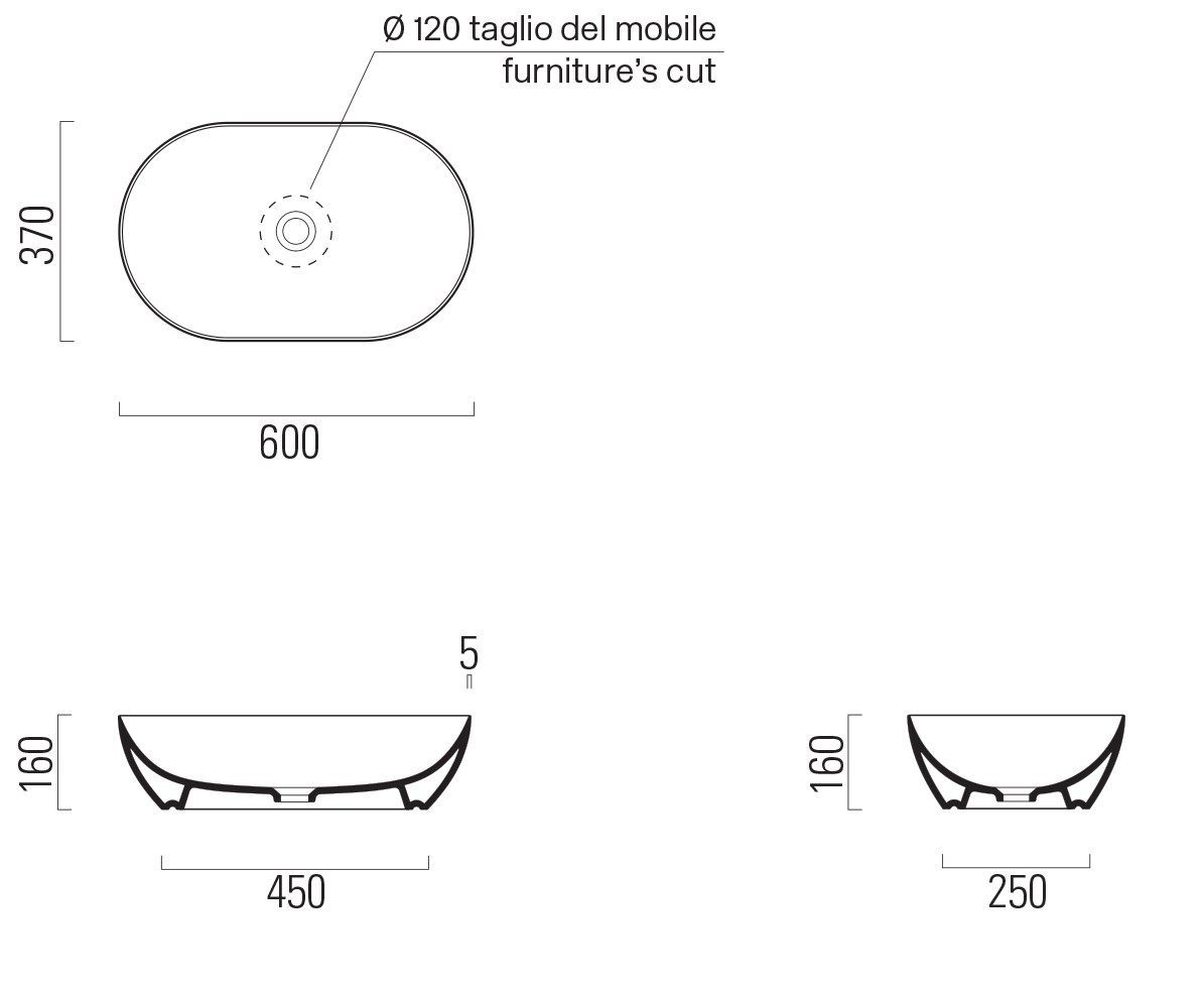 Керамическая овальная столешница GSI ceramica Color Elements ARCH-00139330 - Вид №9