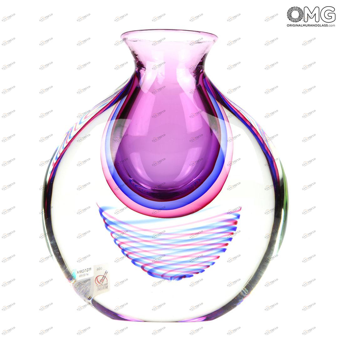 2663 ORIGINALMURANOGLASS Ваза Маго - сиреневая - соммерсо - Original Murano Glass OMG 17 см 