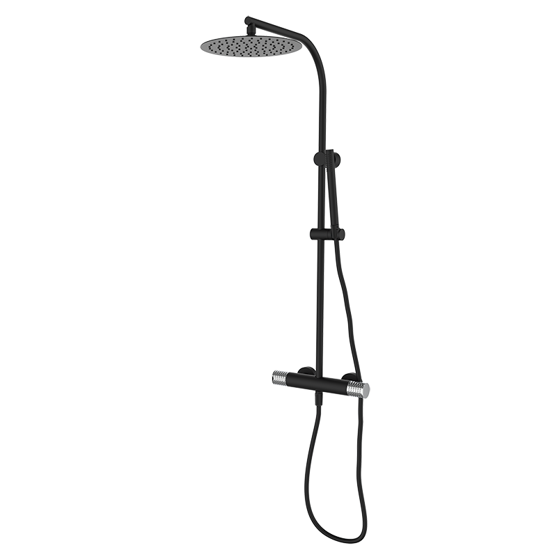 75499752 PREMIUM Черный смеситель для душа с колонкой Черный-Хром GRB MIXERS 