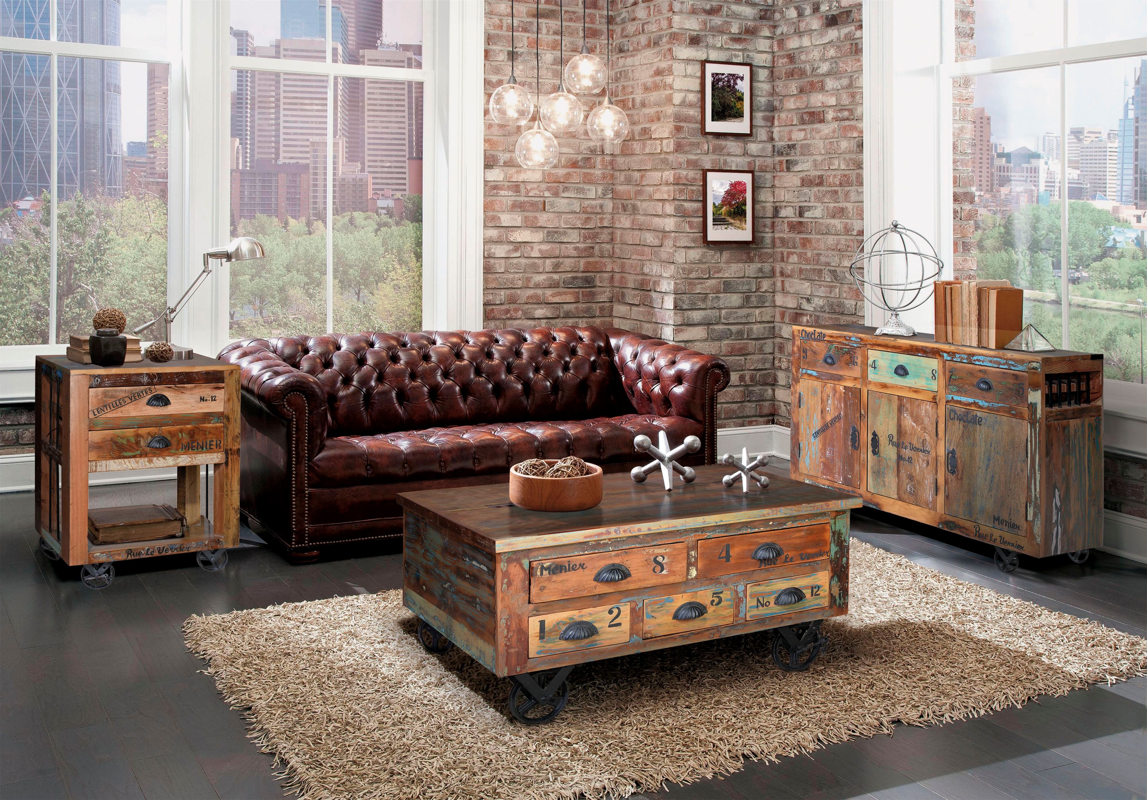 Деревянный прямоугольный журнальный столик с колесами Giner y Colomer Verrier ARCH-00125339 - Вид №2