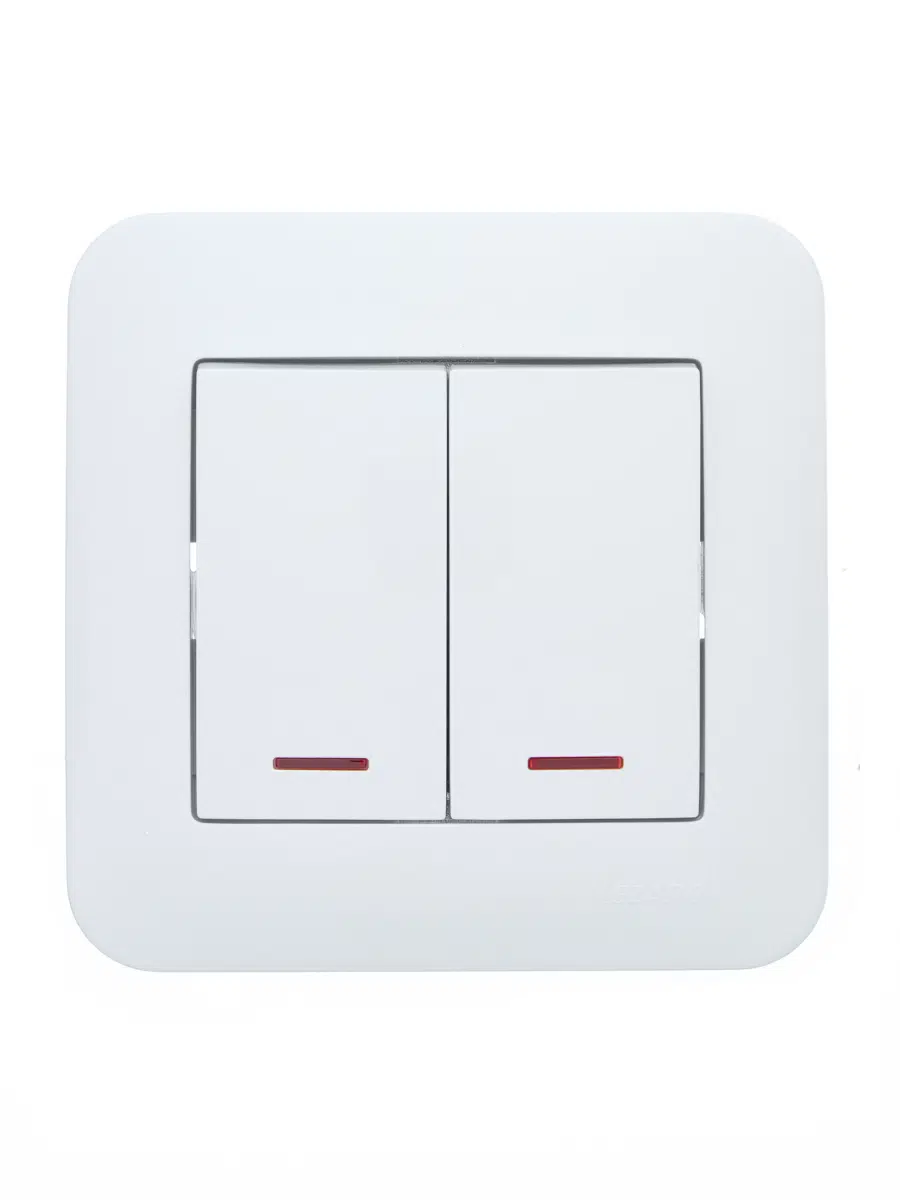 ASTI Выключатель двойной с подсветкой белый LEZARD 7081-0202-112 - Вид №2