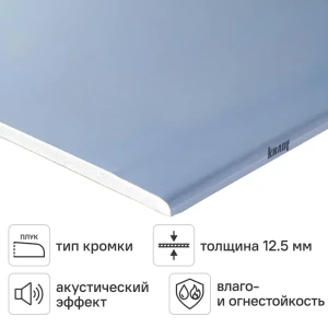 Гипсокартон Knauf Сапфир 12.5 мм ПЛУК 2500x1200 3 м²