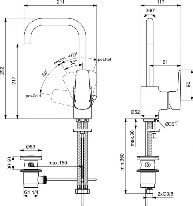 B0706AA Смеситель для раковины Ideal Standard CERAPLAN III  - Вид №3