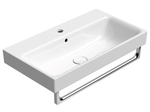 Керамическая прямоугольная подвесная раковина с держателем для полотенец