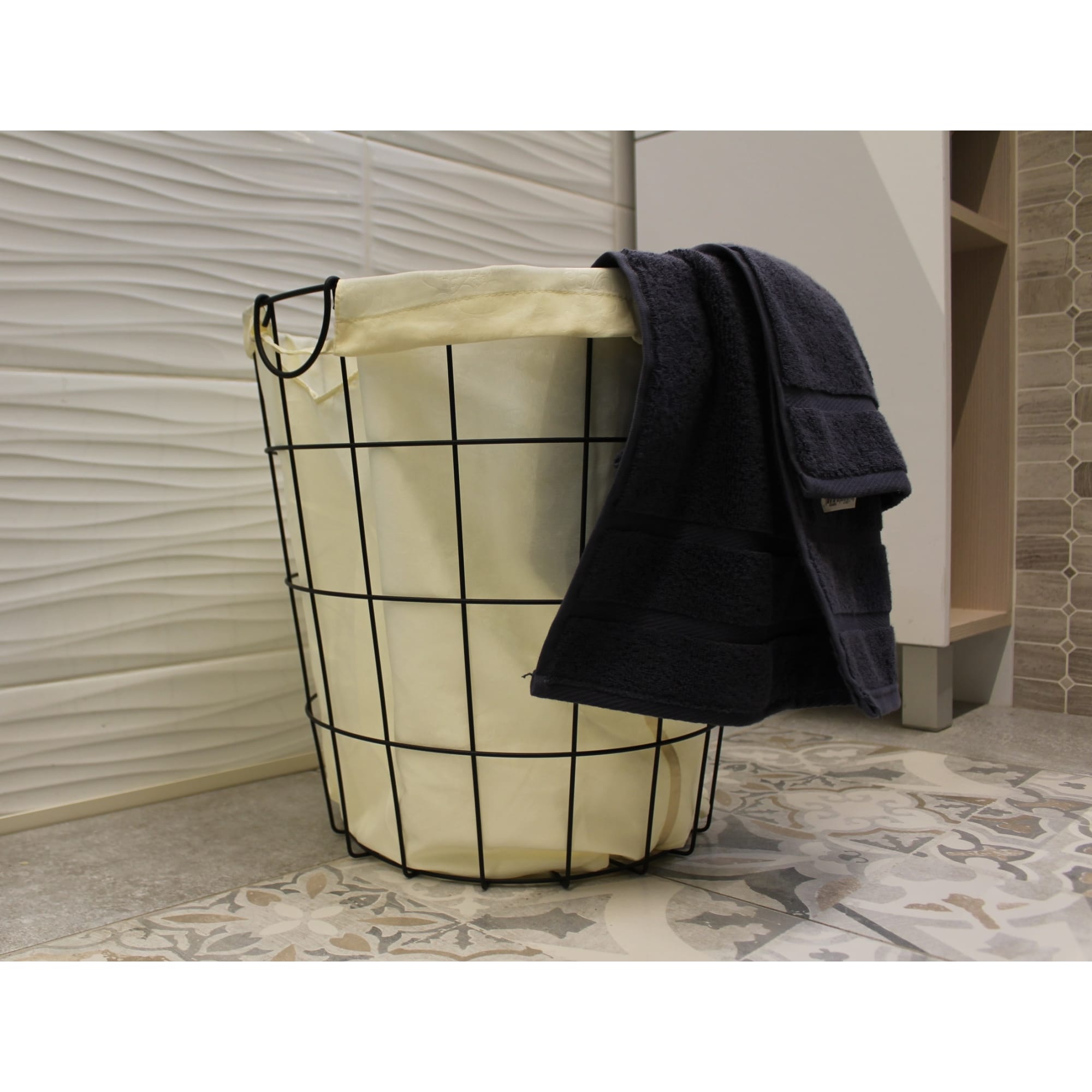 82411011 Корзина для белья с чехлом, 400x400x400 мм, цвет чёрный Аксессуары для ванных комнат Santreyd  - Вид №9