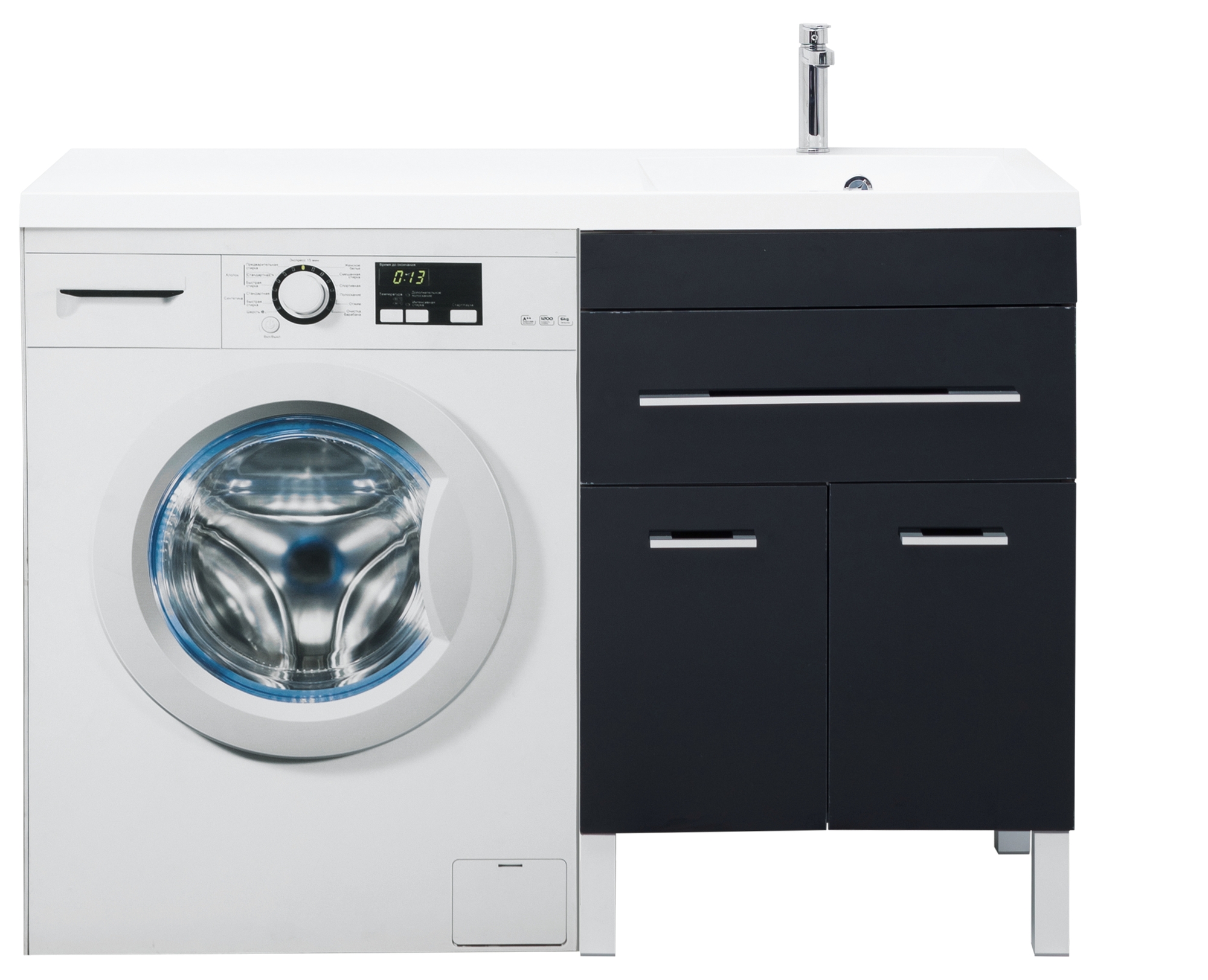 Тумба с раковиной Aquanet Верона 120 R черный (напольная, 1 ящик, 2 дверцы) 0018270500239568 - Вид №10