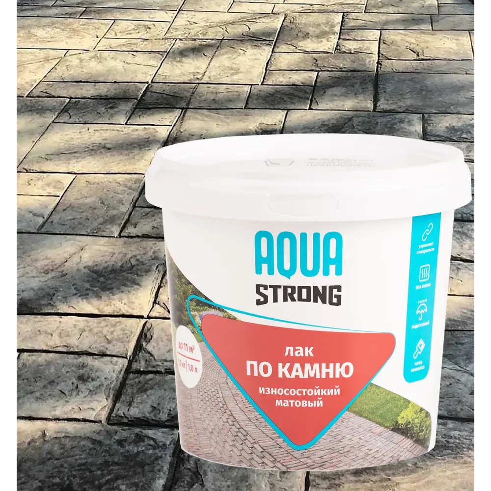 Лак по камню Aquastrong износостойкий матовый прозрачный 1.0 кг STLM-2043569