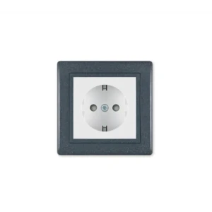 91698791 Розетка с защитой встраиваемая Aling-conel Prestige 601.220 с заземлением и шторками цвет графитовый/белый STLM-1406545