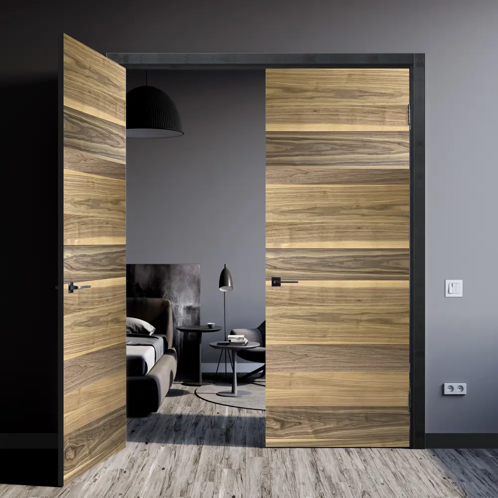 Дверь межкомнатная глухая Loft 60x200 см шпон цвет американский орех с замком и петлями 85325427 STLM-2085593 МАРИО РИОЛИ  - Вид №5