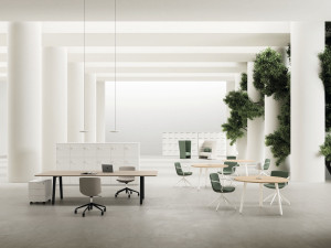 Круглый стол для совещаний из меламина и металла