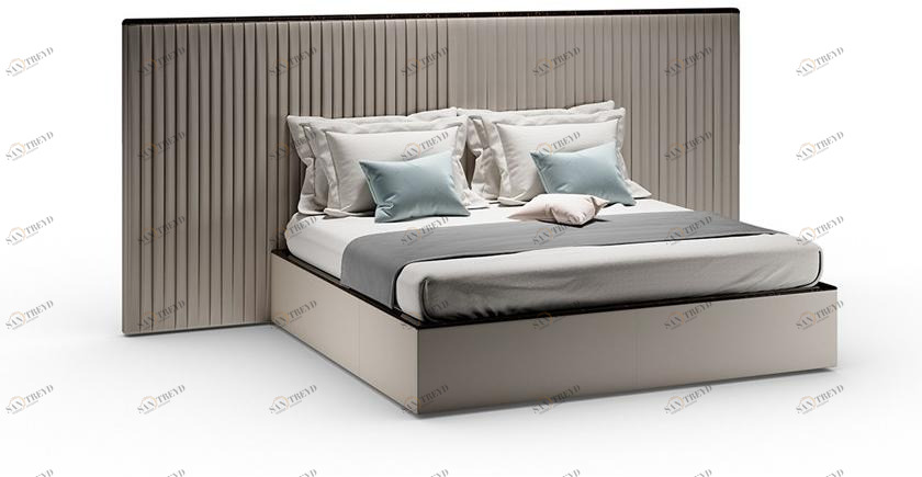 Reflex Двуспальная кровать из кожи с обитым изголовьем Plissè Plissé sun-id-1469357