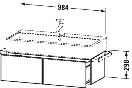 VA612801818 Тумбочка подвесная Vero Air #VA6128 984 x 431 мм Белый матовый, декор Duravit - Вид №1