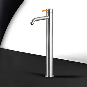 Смеситель для раковины сталь матовая с оранжевой ручкой Toki Radomonte TKI6SCIL14