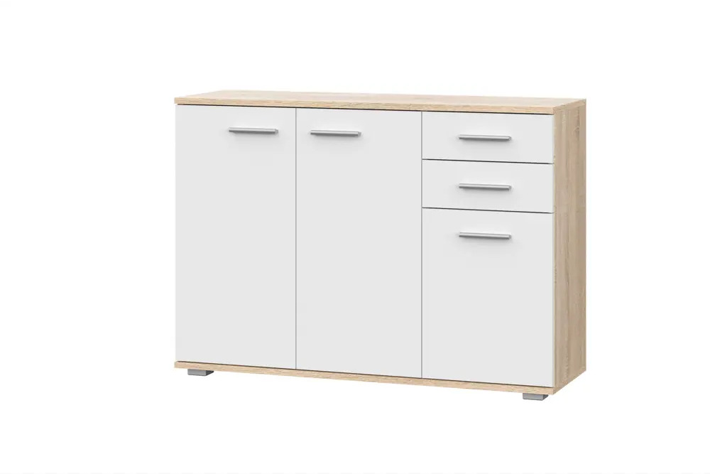 91355290 Комод Нк-мебель Fun 2 ящика 103.4x34x74 см ЛДСП цвет белый/дуб сонома STLM-1076909