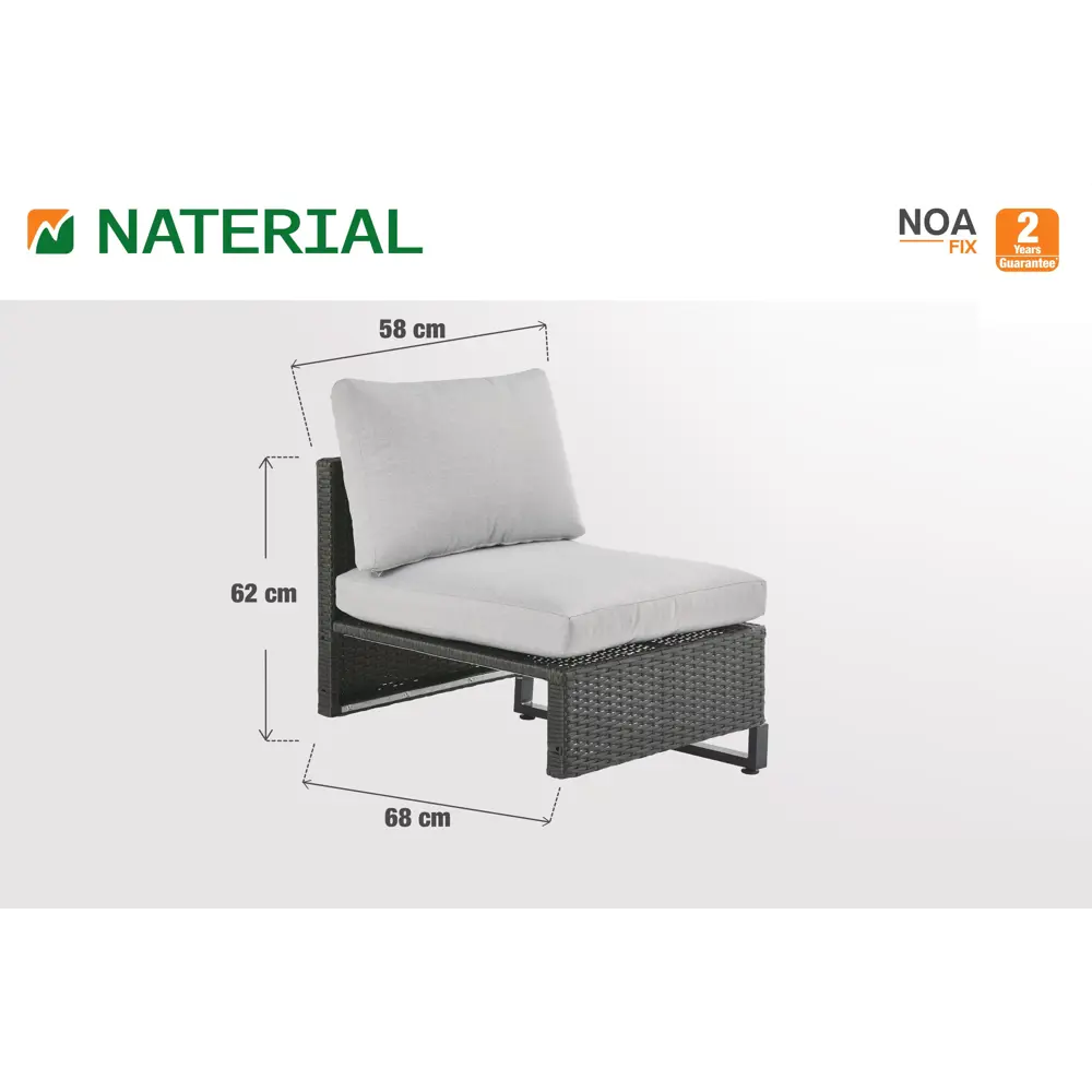 Секция прямая Naterial Noa Fix 68x62x68 см, искусственный ротанг, серый/чёрный 82509564 STLM-2174205  - Вид №15