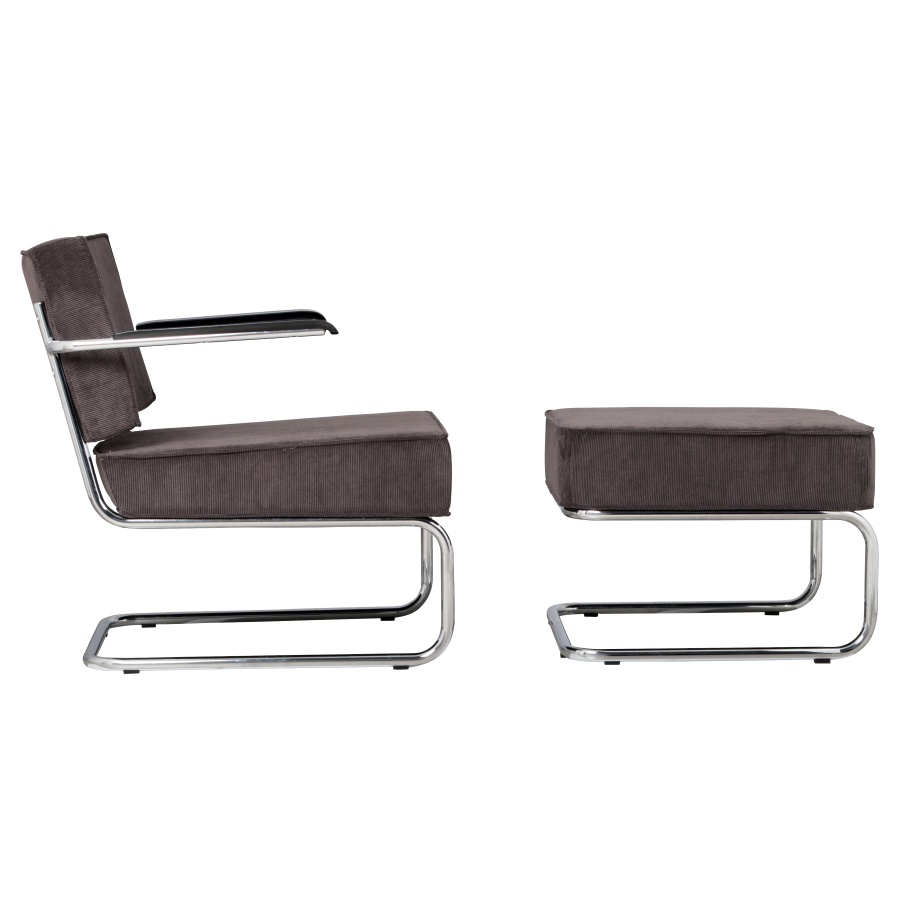 Кресло Lounge Ridge Rib с подлокотниками, серое Zuiver 3100015 - Вид №12