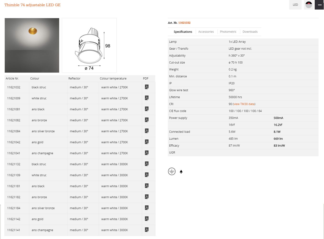 Круглый светодиодный светильник Modular Lighting Instruments наперсток ARCH-00089494 - Вид №16