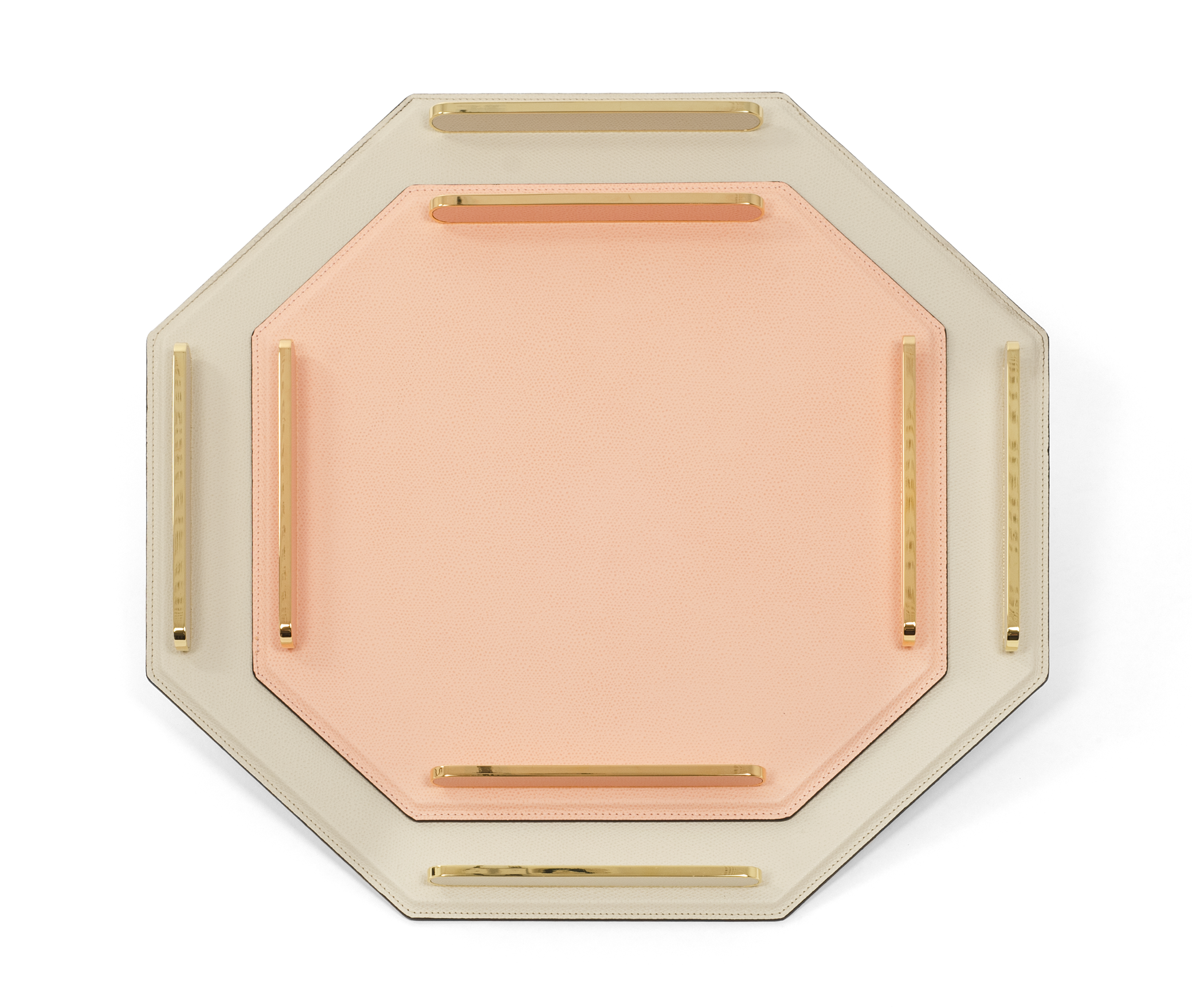 Поднос Este Octagonal - 33X33 см/металл-отделка_золото/зернистая кожа_темно-серый Pinetti G1.1934.029.055 - Вид №2