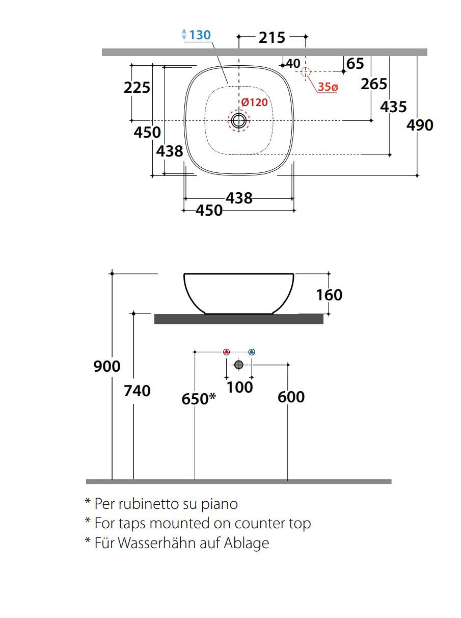 Керамическая раковина с одной столешницей Ceramica Globo чаши ARCH-00033455 - Вид №2