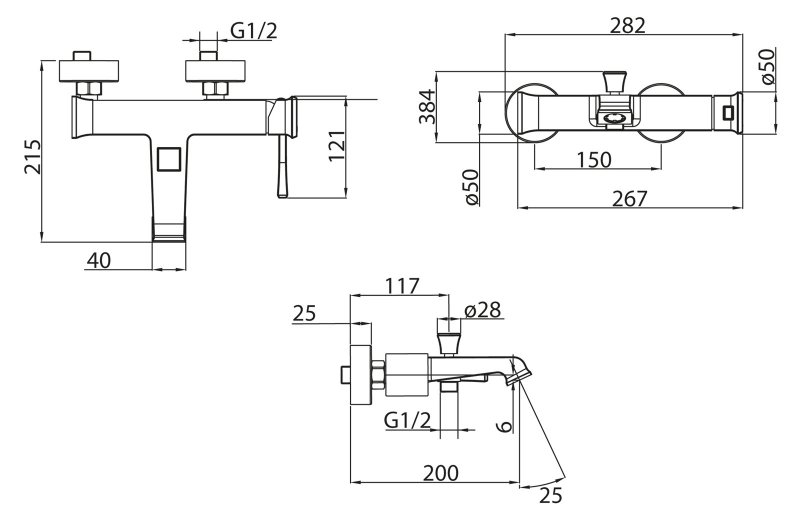 Смеситель для ванны и душа MILLE MIL-VASM-CRM BELBAGNO  - Вид №1