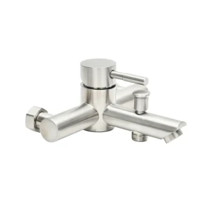 Смеситель для ванны Сургут однорычажный на ванну с лейкой и шлангом цвет сатин