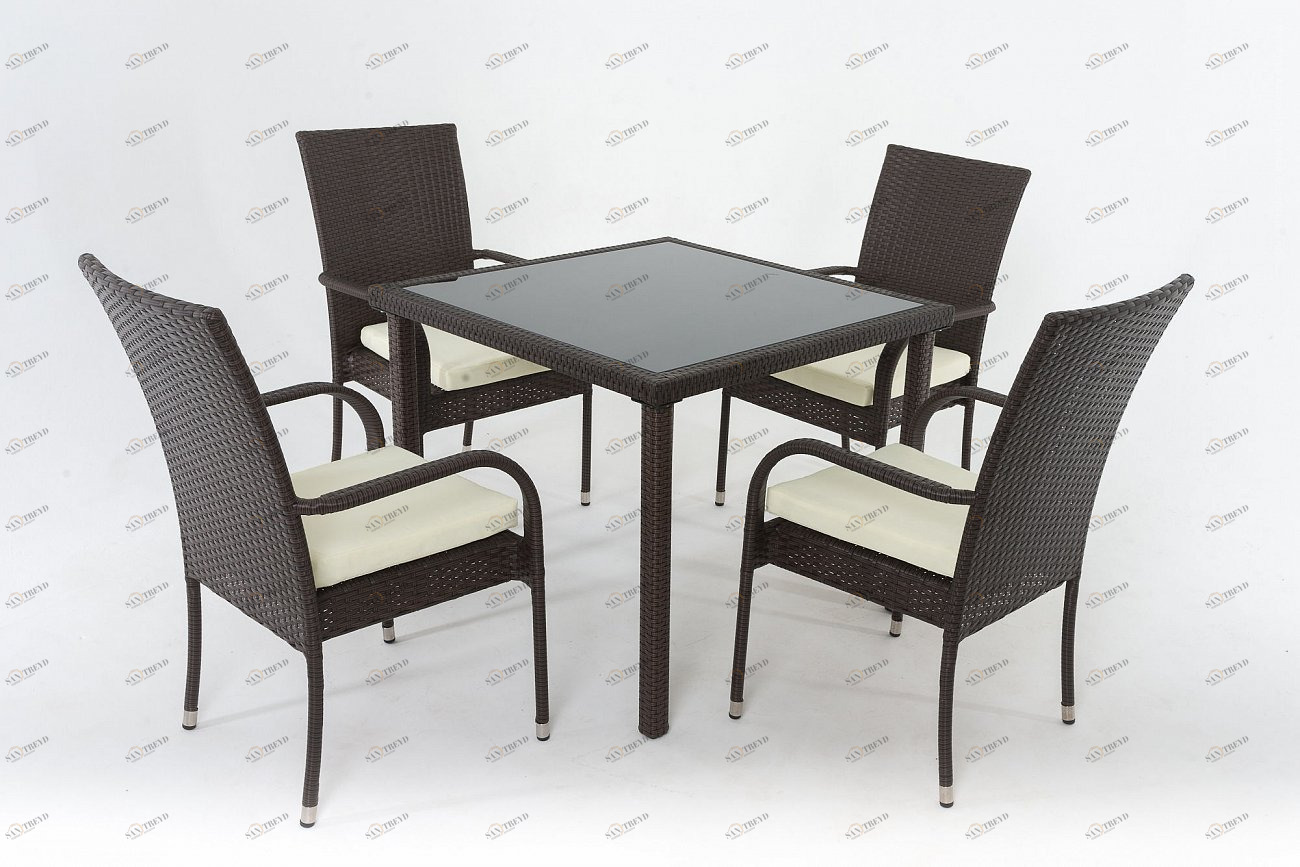 Обеденная группа со столом на 4 персоны темно-коричневый Forest VINOTTI  00-3885128 Коричневый 