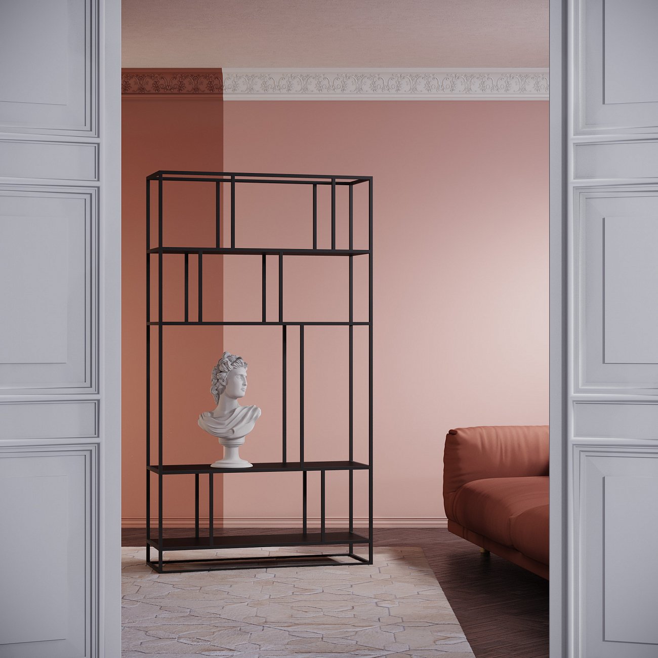 Стеллаж черный Makella new black INTELLIGENT DESIGN СТЕЛЛАЖ MAKELLA 260785 Черный  - Вид №1