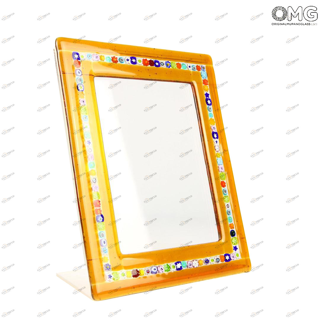 2824 ORIGINALMURANOGLASS Фоторамка Жёлтая с мурринами - Original Murano Glass OMG 13 см 