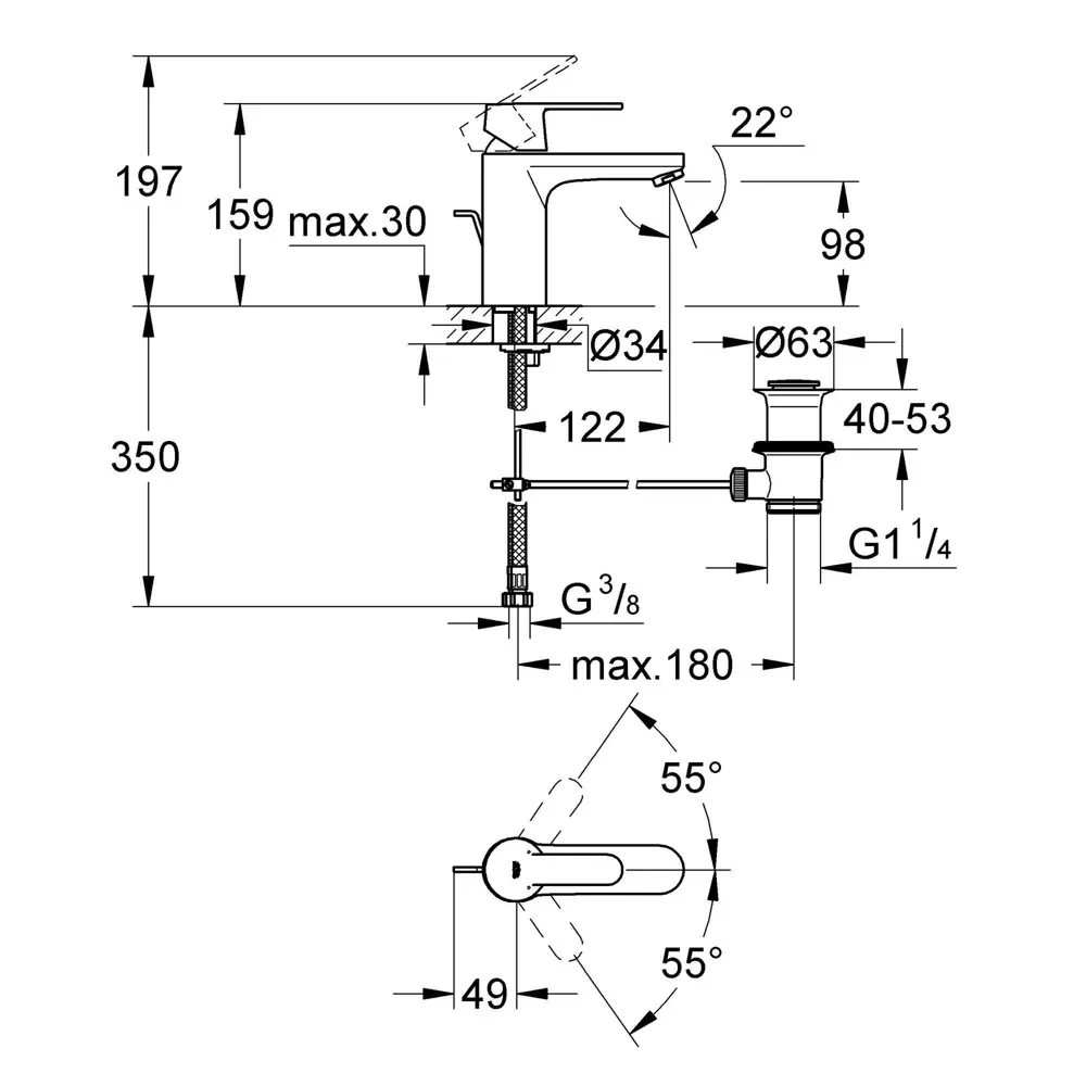 Смеситель для раковины Grohe Get однорычажный цвет хром 81971403 STLM-2045057 - Вид №4