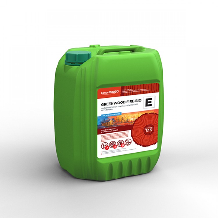 GWF-EK/10 GreenLAB GREENWOOD FIRE-BIO E Концентрат 1:15, 10 л, АНТИПИРЕН I-ой группы, АНТИСЕПТИК 