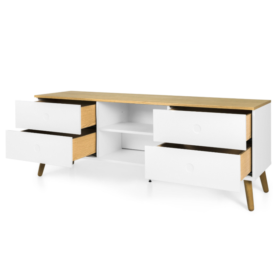 Тумба под ТВ Tenzo Dot, 60х162х43 см, дуб, белая 1664454 - Вид №3
