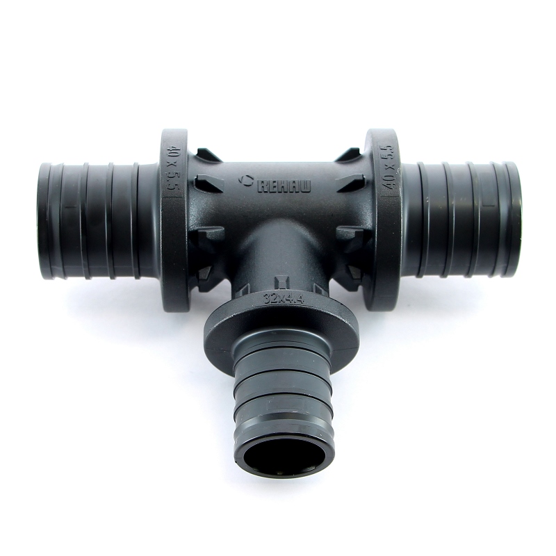 Тройник редукционный надвижной пластиковый REHAU 40х32х40 160069