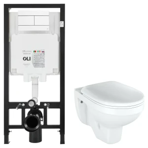 Комплект инсталляции Oli 80 Eco с унитазом тип ободка закрытый Rosa Рио