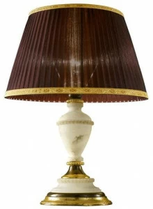 Possoni Illuminazione Настольная лампа из сусального золота с алебастром и абажуром Vera 2268/l