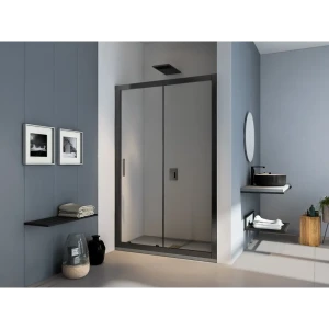 Душевая дверь в нишу Makiato WTW-140-C-B, 185x140 см черный профиль прозрачное стекло раздвижная 84107355 STLM-2172254